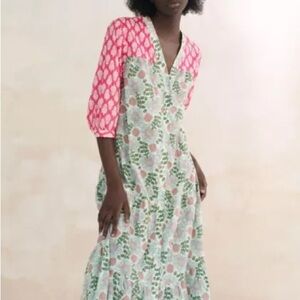Zara Floral Block Print Maxi Dress - Size SMALL
